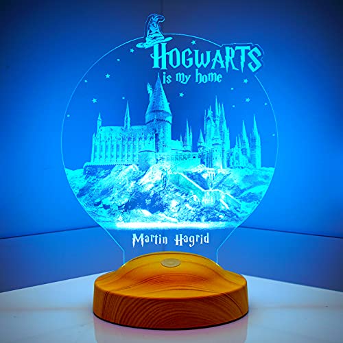 Sentidos 3D Led-Nachtlicht Geschenke Lampe Jungen Kind Kinder Geburtstagsgeschenke Schreibtischlampe Schlafzimmer Taufgeschenk (Hogwarts Personalisiert)
