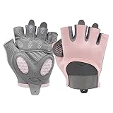 DoocliB Damen Fitness Handschuhe, Rutschfester Silikon,Sporthandschuhe für Damen,Atmungsaktive Trainingshandschuhe mit Mikrofasergewebe, Gym Gloves (Rosa-M)