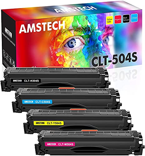 Amstech CLT-504S Kompatibel Tonerkartusche als Ersatz für Samsung CLT-P504C für Xpress C1860FW C1810W SL-C1860FW SL-C1810W CLX-4195FN CLX-4195FW (CLT-K504S CLT-C504S CLT-M504S CLT-Y504S 4-Pack)