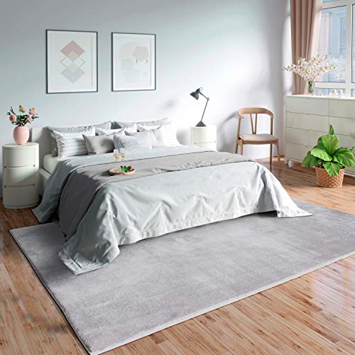 Mia's Teppiche Olivia - waschbarer Teppich für Wohnzimmer, Schlafzimmer, Flur oder Bad, weich, rutschfest, 160x230 cm, Grau
