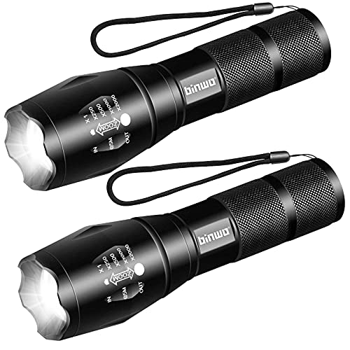 LED Taschenlampe Extrem Hell, Mini taschenlampe 3000 lumen, Zoombar, Professional Wasserdicht Taktische Taschenlampen LED für Camping, Outdoor, Wandern (2 Stück)