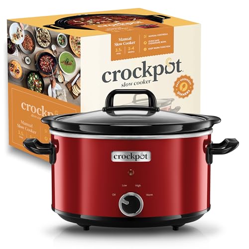 Crock-Pot Schongarer Slow Cooker | 2 Temperatureinstellungen + Warmhaltefunktion | 3,5 Liter (3-4 Personen) | Rot [SCV400RD]