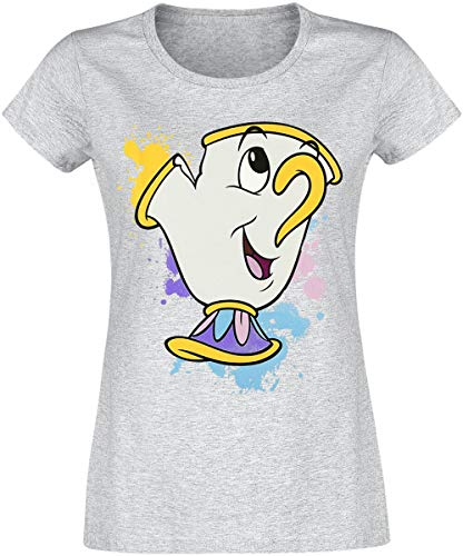 Die Schöne und das Biest Disney Damen T-Shirt Tassilo Splatter grau - M