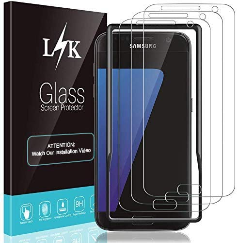 LϟK 3 Stücke Schutzfolie für Samsung Galaxy S7-9H Härte Bubble Free Ausrichtungsrahmen Einfache Installation Einfache Installation HD Klar Glas Displayschutzfolie