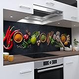 OneWheel, selbstklebende Küchenrückwand, Wandtattoo für Fliesenspiegel Design Gewürze grau, 60x60 cm harte PVC Folie, Motiv: Gewürze