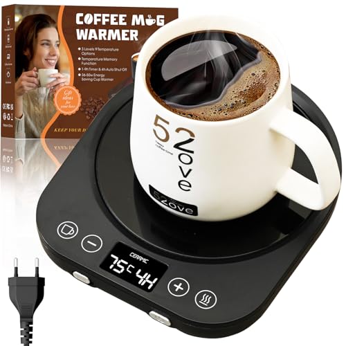 MQHOBO Tassenwärmer mit 9 Temperatureinstellungen, 36W Kaffeewärmer mit 9H Zeitschaltuhr & Abschaltautomatik für Schreibtisch, Kerzenwärmer Getränkewärmer für Kaffee, Tee, Milch, Kerze