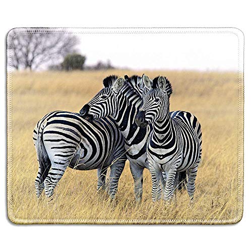 Wild Animal Art Mousepad - Naturkautschuk-Mauspad Gedruckt mit Zebras auf Südafrika Safari - Genähte Kanten