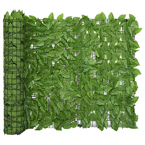 Balkonabtrennung mit grünen Blättern, 600 x 100 cm, Material: Polyethylen, Stoff