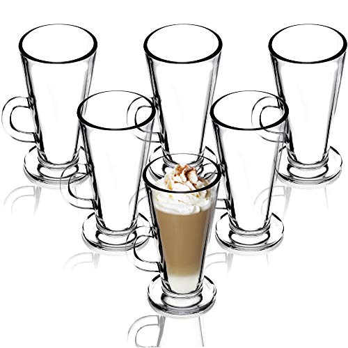 KADAX Latte Macchiato Gläser, 6er Set, 260 ml, Kaffeegläser mit Griff, Teegläser aus Glas, Trinkgläser für Kaffee, Tee, Cappuccino, Cocktail, Wasser, Saft, Eistee, Gläserset
