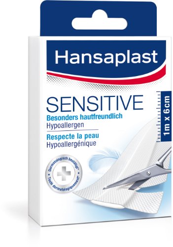 Hansaplast Sensitive Pflaster 1 m x 6 cm, hautfreundliche und hypoallergene Wundpflaster in Meterware, Pflaster mit sicherer Klebkraft, schmerzlos zu entfernen