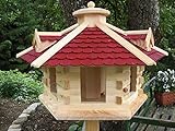 Vogelhaus Vogelhäuser (V36) Vogelfutterhaus Vogelhäuschen-aus Holz--Gaube Rot sehr Groß