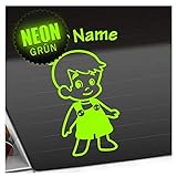 Kiwistar - Babyaufkleber - Neongrün - Junge Latzhose Sticker - mit Wunschtext individuell personalisiert 24cm - für Auto, Motorrad, Fahrrad, Tuning