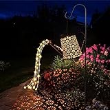 GuKKK Solar Gießkanne mit Solarlampen für Außen, LED Lichter, Gartendeko Modern Stil, Lichterketten, Star Shower Garten Leuchten mit Halterung (Blume)