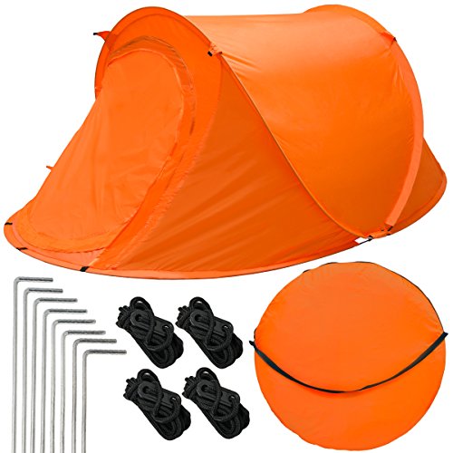 EYEPOWER Popup-Zelt Wurfzelt ultraleichtes Campingzelt 245x145x100cm Sekundenzelt Inkl. Tasche Automatik-Zelt Orange