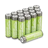 Amazon Basics – AA-Batterien mit hoher Kapazität, wiederaufladbar, 2400 mAh, 16 Stück, vorgeladen