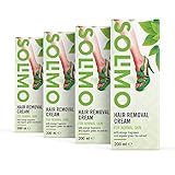 Amazon-Marke: Solimo Enthaarungscreme für normale Haut mit dem Duft von Orangenblättern und Bio-Grüntee-Extrakt, 4 x 200 ml