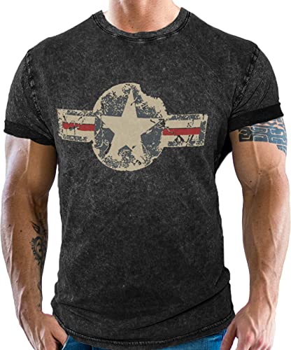 T-Shirt für den US-Army Fan im Washed Jeans Look USAF XL