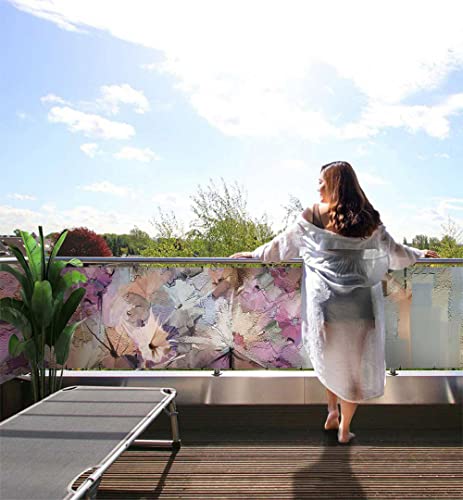MyMaxxi Balkonbanner Sichtschutz - Rosa abstrakt gemalte Blüten - Abdeckung für Terrasse Balkon - Windschutz Sonnenschutz Blickdicht - Balkonverkleidung wetterfest Sichtschutz Balkon - Verkleidung -