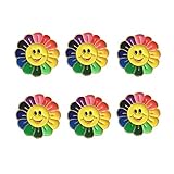 MRCOIN Regenbogen-Sonnenblumen-Brosche, Anstecknadel, Smiley-Gesicht, hochwertig, handgefertigt, Emaille, Anstecknadel für Kleidung, Taschen, Rucksäcke, Jacken, Hut, Zink