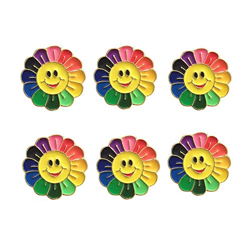 MRCOIN Regenbogen-Sonnenblumen-Brosche, Anstecknadel, Smiley-Gesicht, hochwertig, handgefertigt, Emaille, Anstecknadel für Kleidung, Taschen, Rucksäcke, Jacken, Hut, Zink