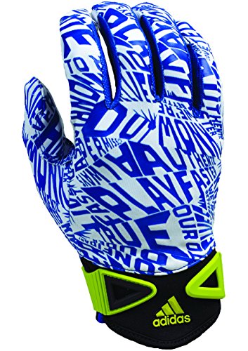 adidas Scream Adult Football Receiver's Gloves, White/Royal, Large