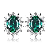 JewelryPalace 2.5ct Prinzessin Diana Grün Simulierte Nano Russischen Smaragd Ohrringe Ohrstecker 925 Sterling Silber Damen Geschenk