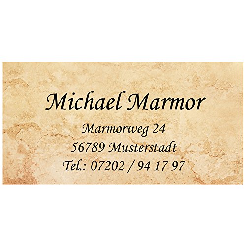 Visitenkarten'Marmor' mit Ihrer kompletten Adresse, 54 Stück, ca. 88 x 45 mm
