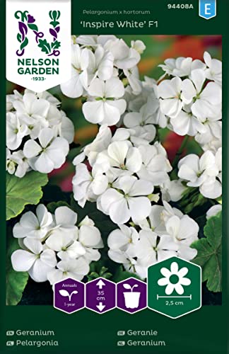 Geranien Samen - Inspire White F1 - Nelson Garden Blumensamen - Geranien Saatgut (220 Stück)