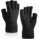 SATINIOR 2 Paar Handgelenk Fingerlose Handschuhe Halbe Handschuhe Fingerlose Handschuhe für Erwachsene und Kinder (Schwarz)