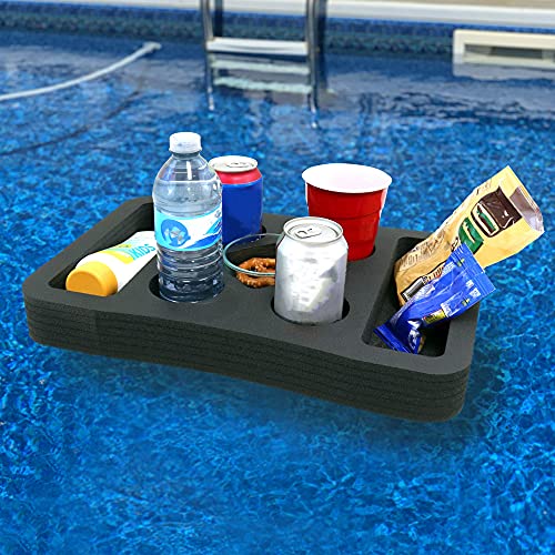 Polar Whale Floating Drink Holder Refreshment Table Tray for Pool Beach Party Float Lounge Durable Black Foam 7 Compartment UV Resistant