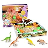 Weeygo Magic Sand Playset, 3D Sand Box mit 500g Super Sand - Knetsand Magischer Natürlichen Spielsand mit Dinosaurier Geometrischen Schimmel für Kinder