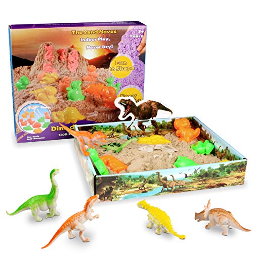 Weeygo Magic Sand Playset, 3D Sand Box mit 500g Super Sand - Knetsand Magischer Natürlichen Spielsand mit Dinosaurier Geometrischen Schimmel für Kinder