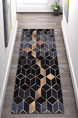 Korridor Teppich- Geometrische Flur Läufer Teppich, rutschfeste, Breite 80 cm / 100 cm / 140 cm erhältlich, Länge Anpassbare for Corridor (80×200cm)