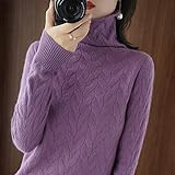 Herbst- Und Winter-Twist-Rollkragen-Pullover-Frauen-innere Langärmlige Dünne Kurze Netz-rot Gewebte Gestrickte Botting-Hemd (Color : Purple, Size : XXL)