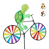Relaxdays Windrad Schildkröte, Gartenstecker in tierischem Design, Kinder, Balkon oder Terrasse, 82 cm hoch, mehrfarbig