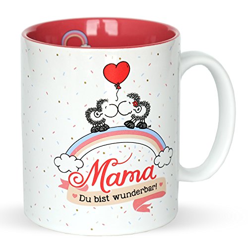 Sheepworld 45233 Tasse mit Motivdekor 'Mama - Ich hab Dich lieb! Du bist wunderbar!', Geschenktasse aus Steinzeug, 35 cl