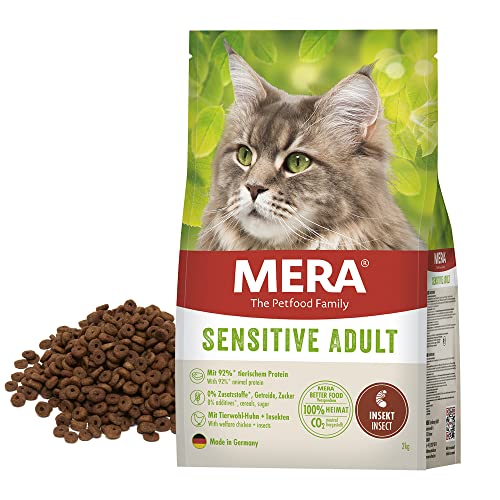 MERA Cats Sensitive Adult Insect, Trockenfutter für sensible Katzen, getreidefrei & nachhaltig, Katzentrockenfutter mit hohem Fleischanteil und Insektenprotein, 2 kg