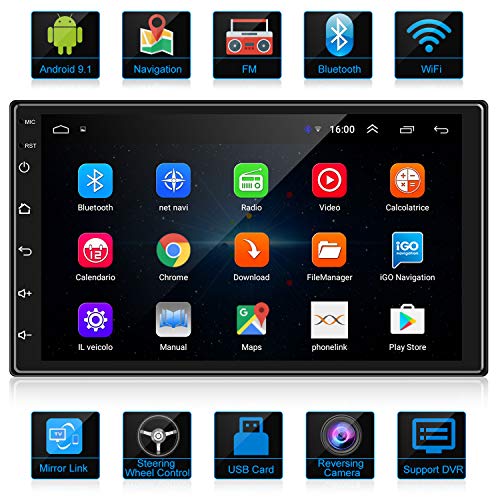 ANKEWAY 2022 Neues Android 9.1 Autoradio 2 Din GPS Navigation 7 Zoll 1080P HD Touchscreen + WiFi Internet + Bluetooth Freisprechfunktion + Rückfahrkamera + Mirror-Link (1G / 16G)