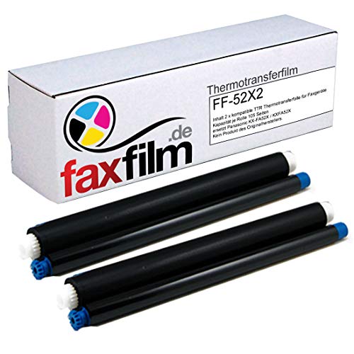 FAXFILM 2x kompatibler Ink-Film ersetzt Panasonic KX-FA52X / KXFA52X, Kapazität je 105 Seiten, schwarz