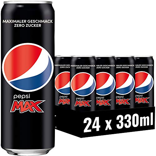 Pepsi Max, Das zuckerfreie Erfrischungsgetränk von Pepsi ohne Kalorien, Koffeinhaltige Cola in der Dose, EINWEG Dose (24 x 0,33 l)