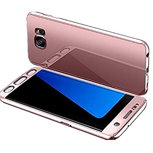 Jeack Kompatibel mit Samsung Galaxy S7 Edge Hülle,Samsung Galaxy S7 Edge Hüllen 3 in 1 Ultra Dünner PC Harte Case 360 Grad Ganzkörper Spiegel Schutzhülle für Samsung Galaxy S7 Edge (Rotgold)