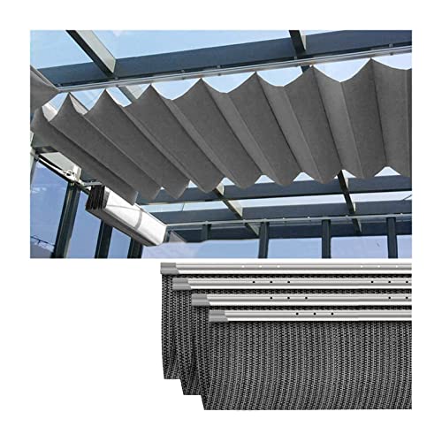 Pergola mit einziehbarem Dach, einziehbare Pergola-Überdachung, Außenterrassen-Gleitdraht-Wellensegel, UV-Strahlen-Block-Markisenschutz für Innenhof-Balkondeck,