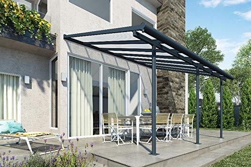 Hochwertige ALU Terrassenüberdachung/Veranda - 420 x 300 (BxT) / Überdachung Palram Sierra Grau
