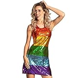 Boland 87115 - Regenbogen-Kleid Flapper, für Damen, Fransen-Kleid, Streifen, Kostüm, Karneval, Mottoparty, CSD, Pride-Festival
