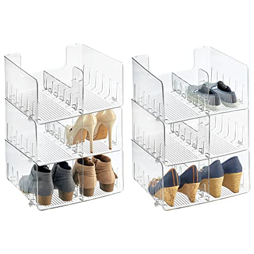 mDesign 6er-Set Schuhregal – praktische Schuhablage aus Kunststoff – stapelbarer Schuhständer zur ordentlichen Aufbewahrung von Herren- und Damenschuhen – durchsichtig