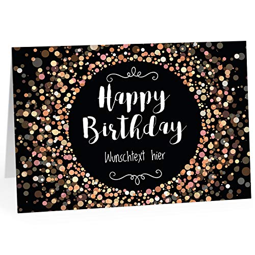 XXL Geburtstagskarte (A4) | PERSONALISIERT | Happy Birthday Konfetti modern | mit Umschlag | Glückwunsch zum Geburtstag | Klappkarte mit Ihrem Wunsch-Text | personalisierte Grußkarte