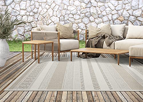 the carpet Calgary - robuster Outdoor Teppich, modernes Design, Wetterfest & UV-beständig, für Balkon, Terrasse und Wintergarten, auch für Küche oder Esszimmer geeignet, Beige, 120 x 160 cm