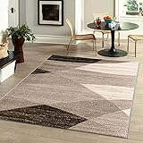 VIMODA Moderner Teppich Geometrisches Muster Meliert in Braun Beige, Maße:160x220 cm