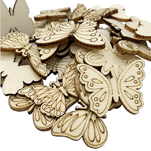 100 Stücke Holz Schmetterlinge, DIY Scheiben Schmetterling, Schmetterling Holzscheiben, Holzdeko Schmetterlinge, für Tischdeko, Ostern