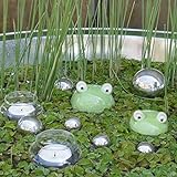 Storm's Gartenzaubereien Schwimmfrösche 2er Set mit Teelichtschalen und silbernen Schwimmkugeln - Teichkugeln